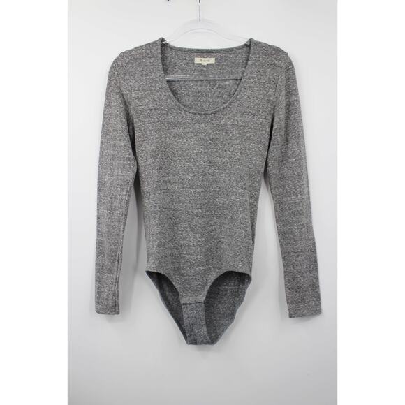 Madewell Women's Song Scoop Bodysuit Stretch Light Heather Gray Size Ms - Picture 2 of 7